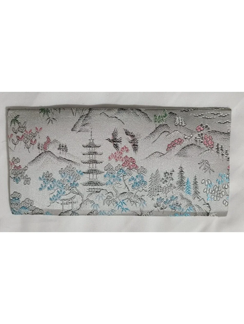 Vtg Kyoto Nishijin Ori Brocade Wallet Silver Japanese Fukusa Kaishi Wedding EUC